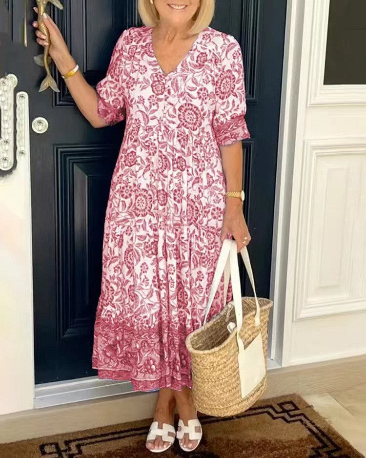 Keisha | Elegant V-udskæring med blomsterprint