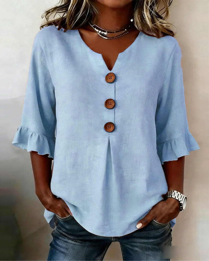 Cynthia | Afslappet ensfarvet bluse