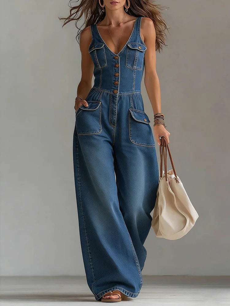 Sophie | Casual jumpsuit i bred denim