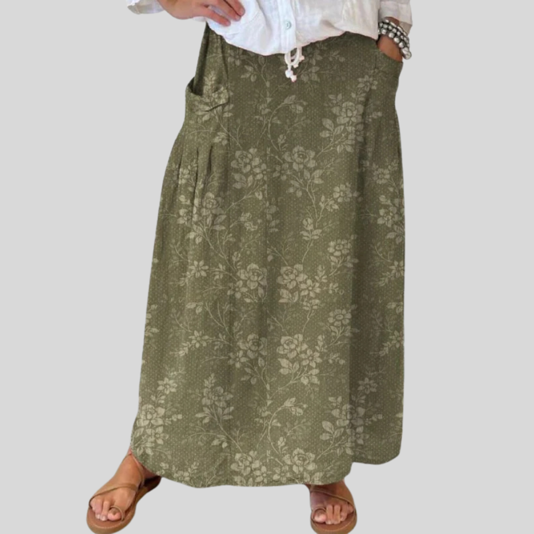 Princess™ | Vintage-blomstret nederdel med elastisk talje og lommer