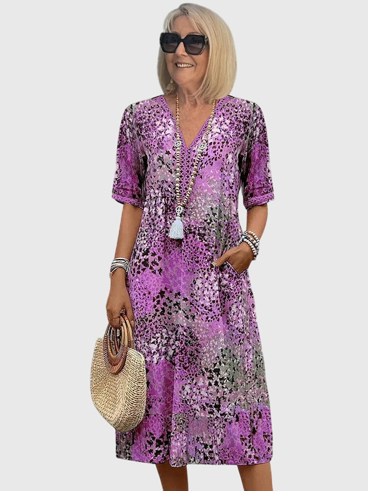 Bella | Elegant blomstret midikjole