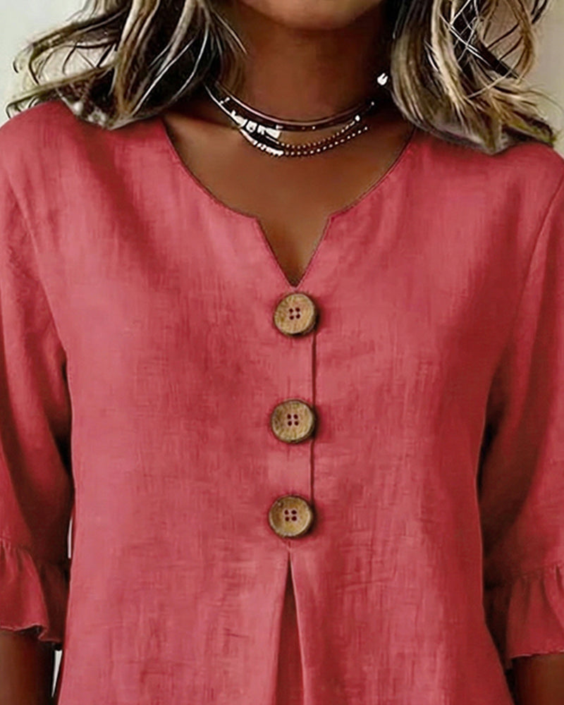 Cynthia | Afslappet ensfarvet bluse