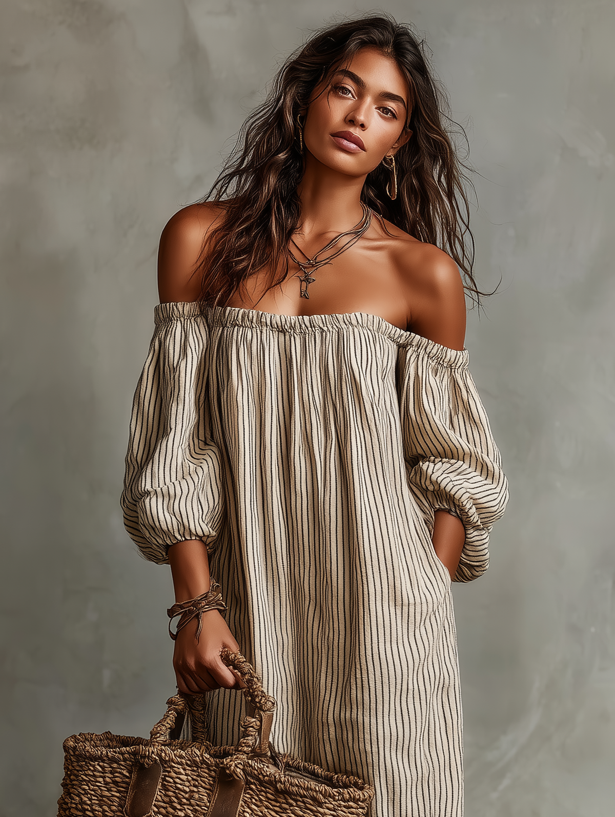 Carmen | maxikjole med off-the-shoulder-design