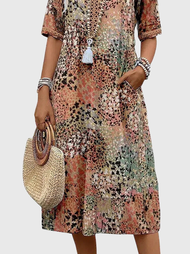 Bella | Elegant blomstret midikjole