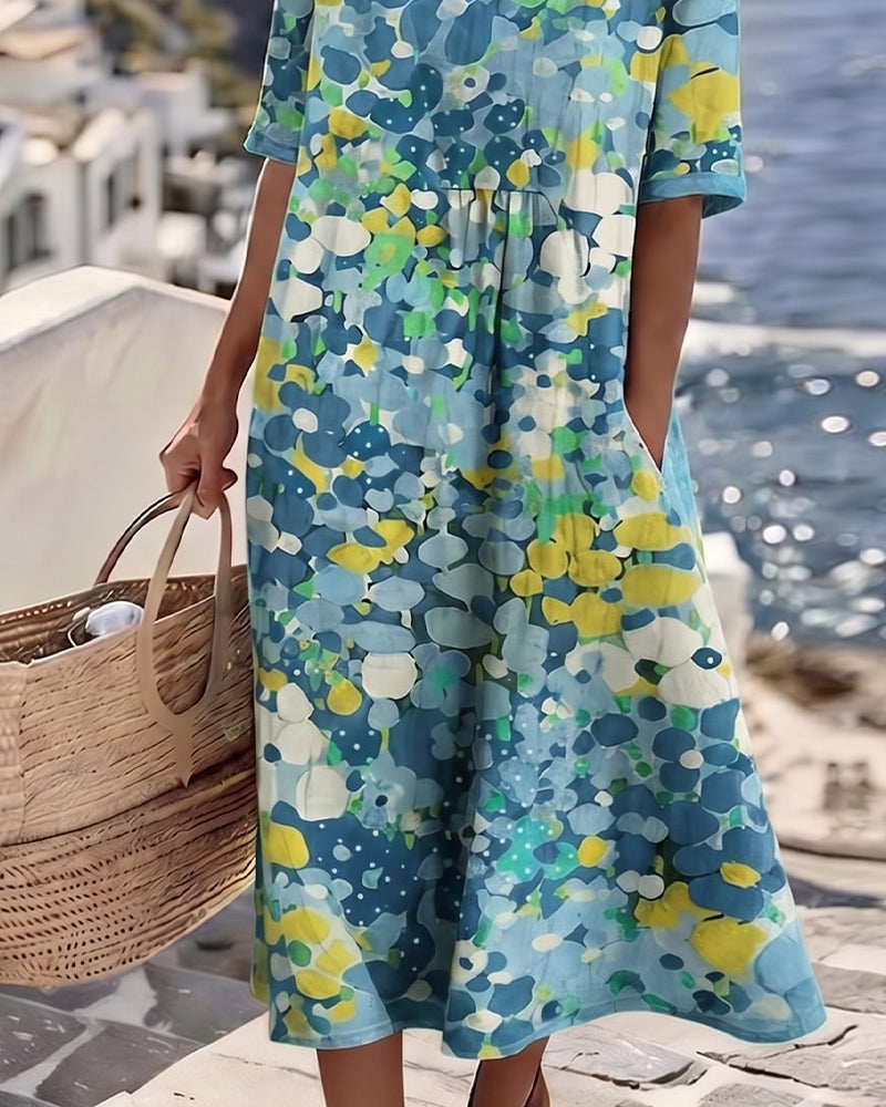 Elena™ | Elegant blomstret sommerkjole i midi-længde