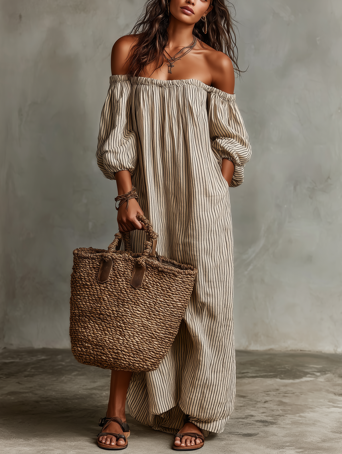 Carmen | maxikjole med off-the-shoulder-design