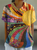 Lilla patchwork-skjorte med solbrud