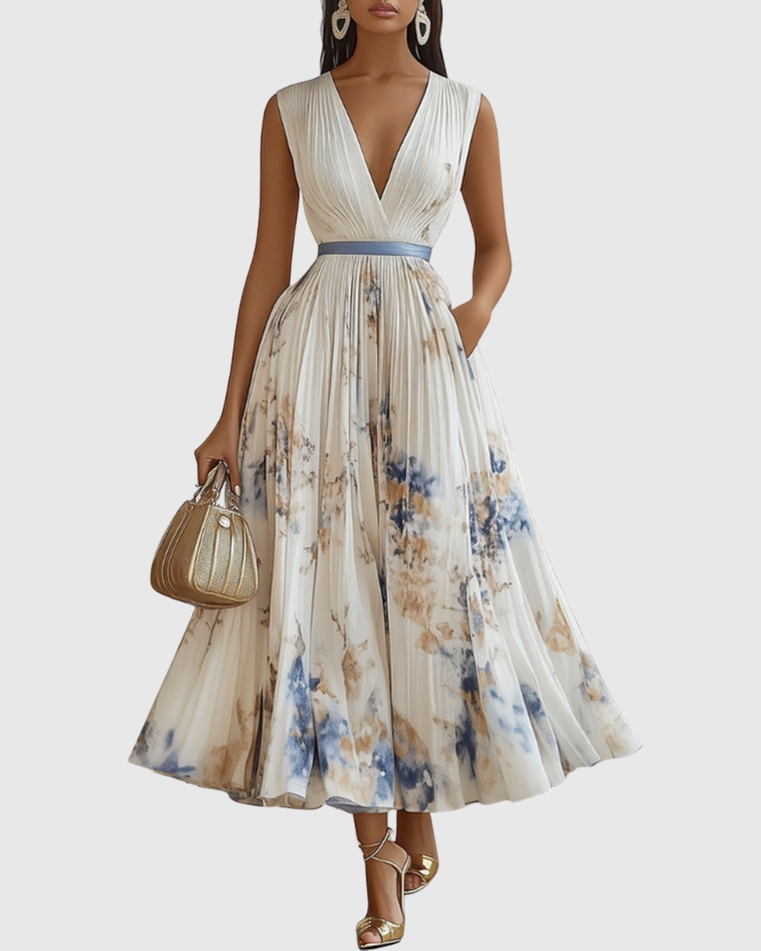 Rowella | Elegant plisseret maxikjole