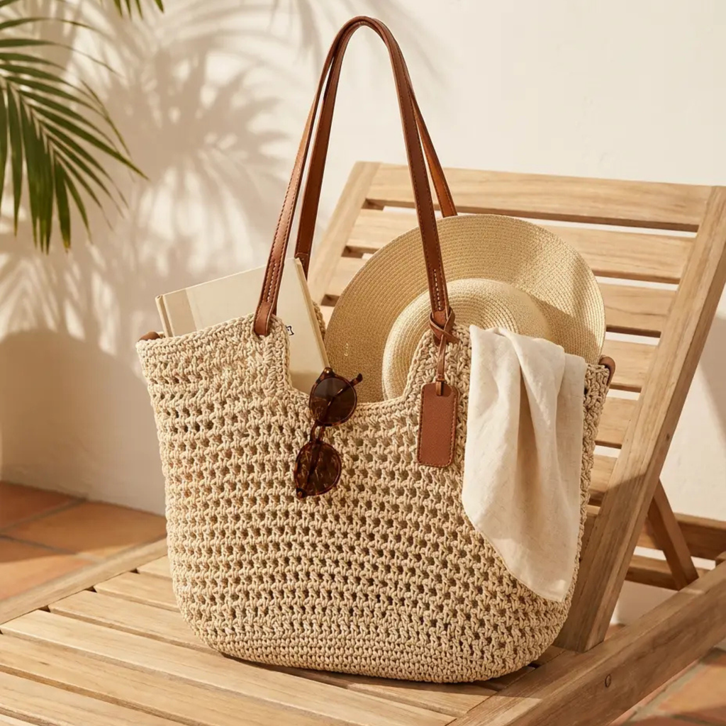 Isolde – Flettet shopper med geometrisk mønster
