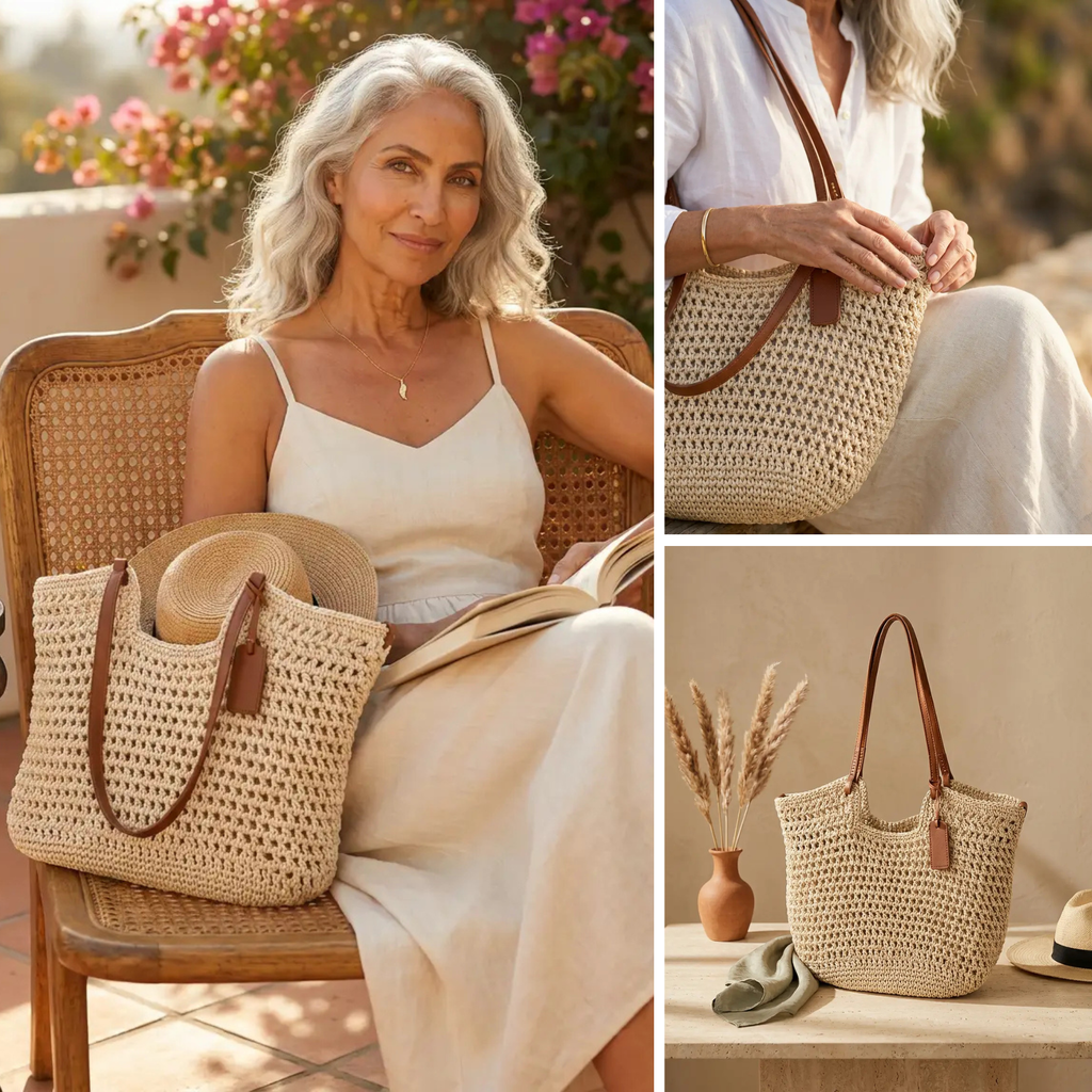 Isolde – Flettet shopper med geometrisk mønster