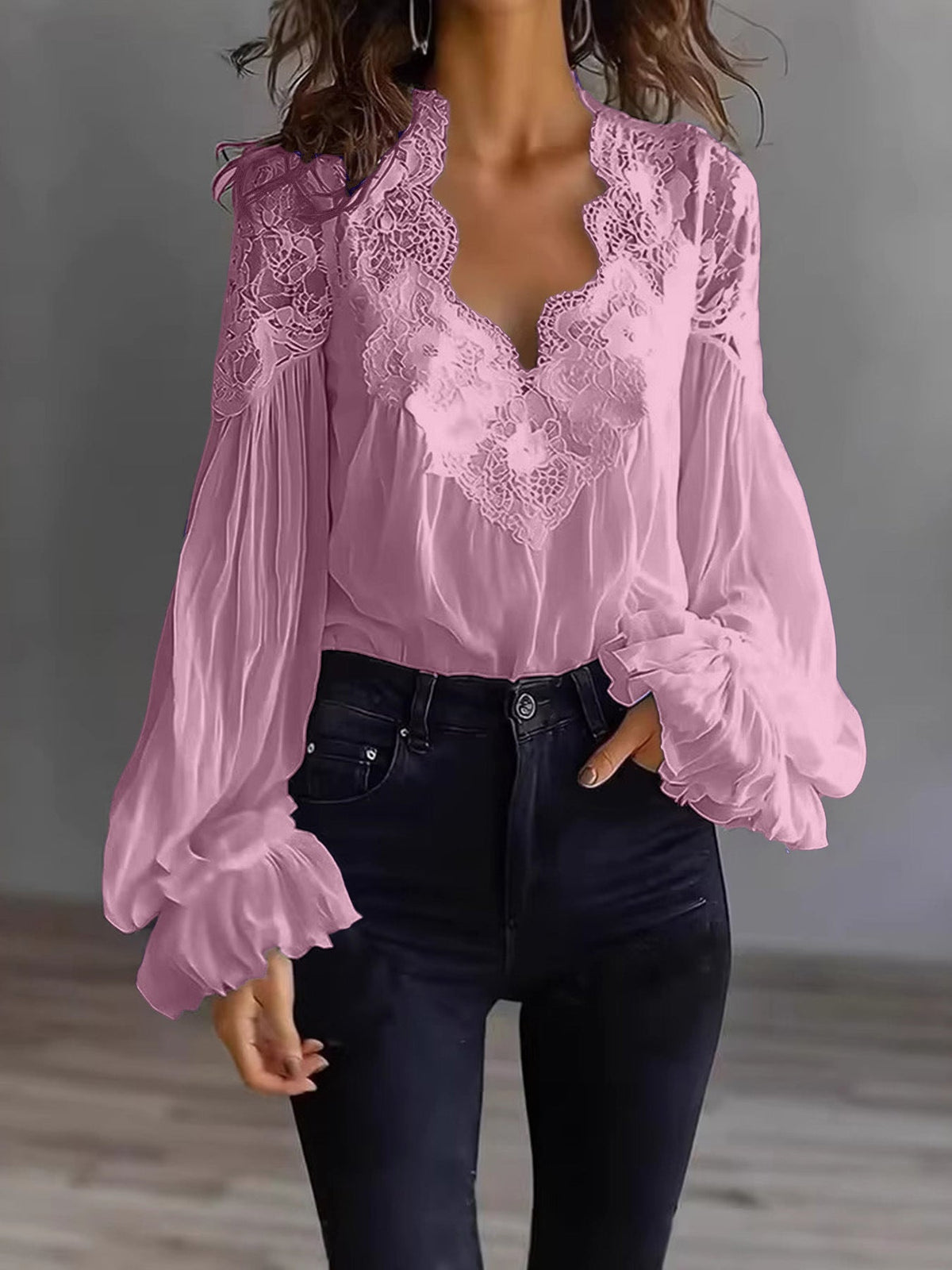 Joelle | Elegant blondebluse med puffærmer