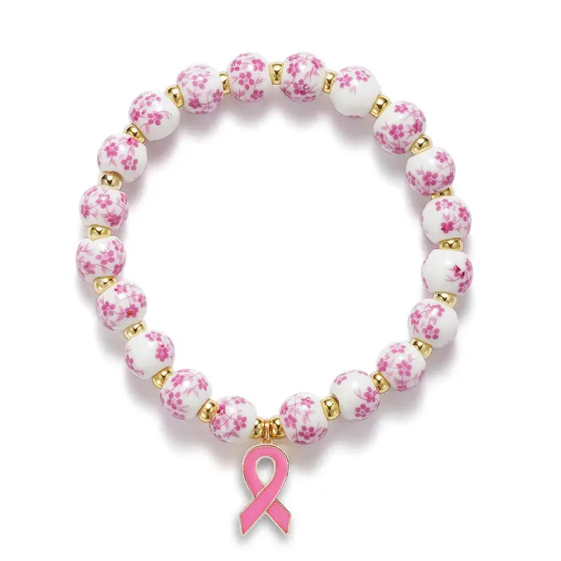 Pink Ribbon & blomsterarmbånd | Støt kampen mod brystkræft (1+1 GRATIS)
