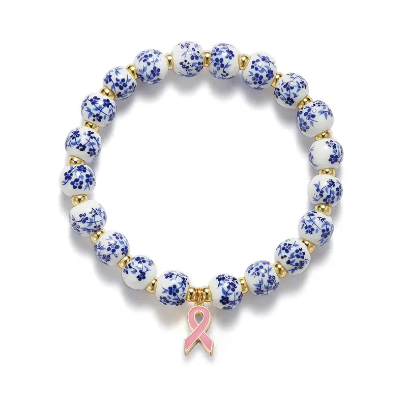 Pink Ribbon & blomsterarmbånd | Støt kampen mod brystkræft (1+1 GRATIS)