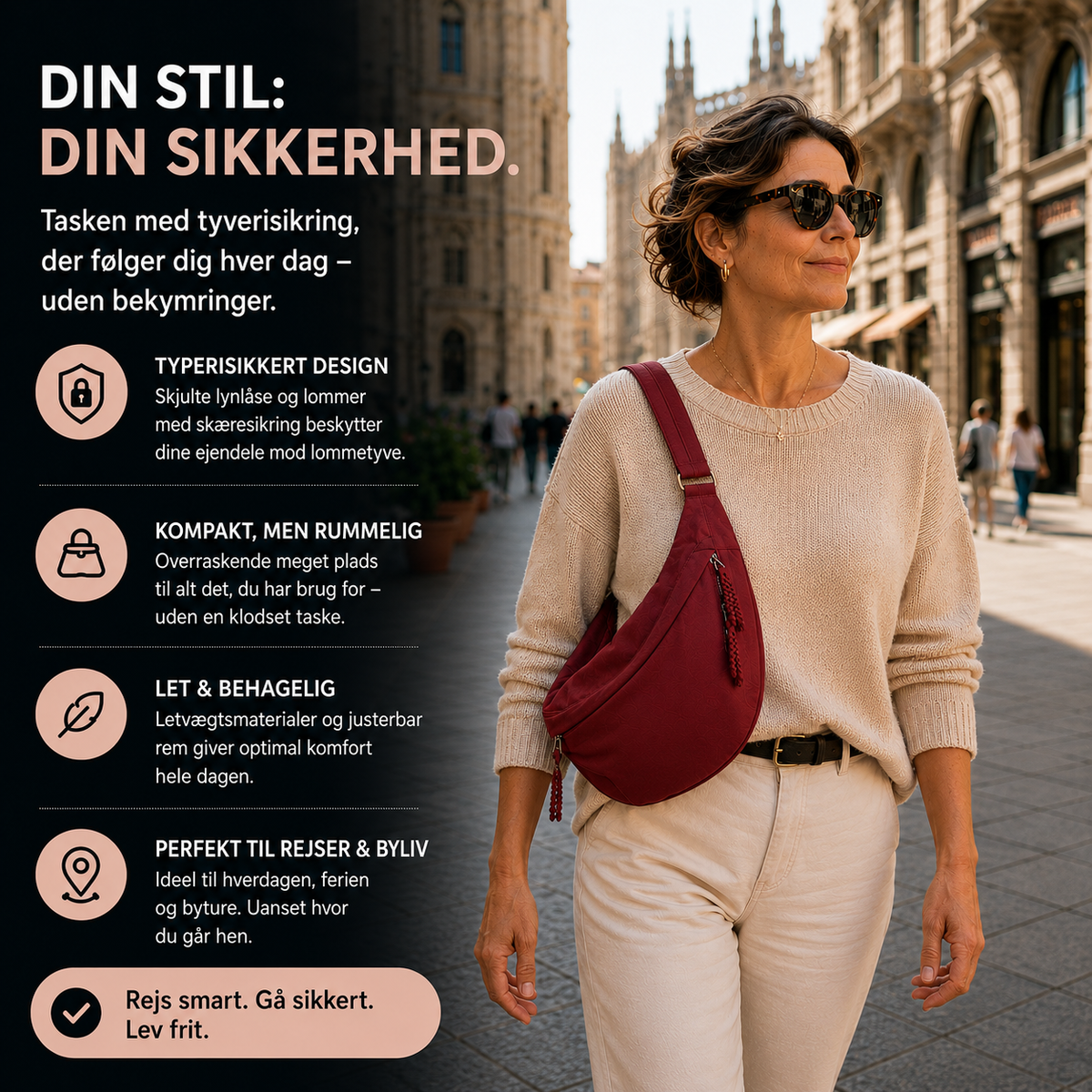 Rosa | Skuldertaske i bordeaux