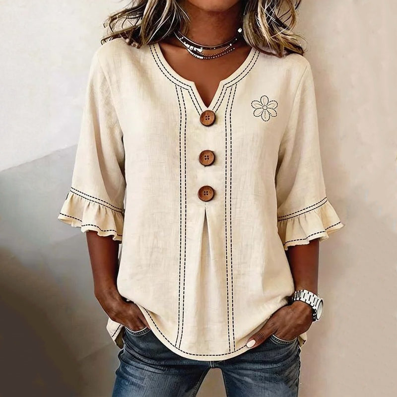 Brenda | Bluse med vintage blomstermønster