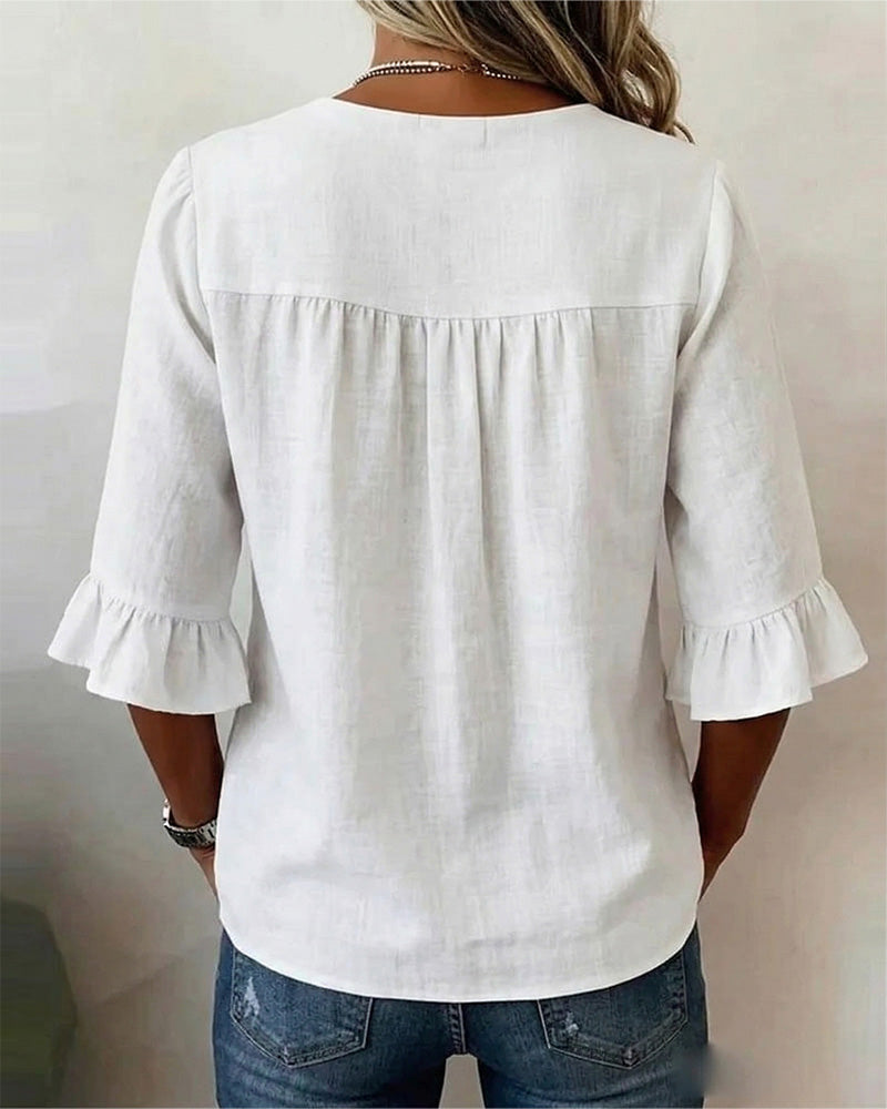 Cynthia | Afslappet ensfarvet bluse