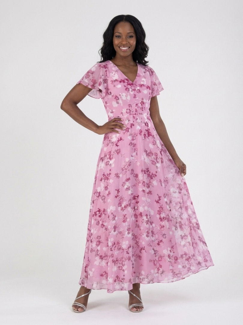 Ismeria | Blomstret maxi-kjole i chiffon