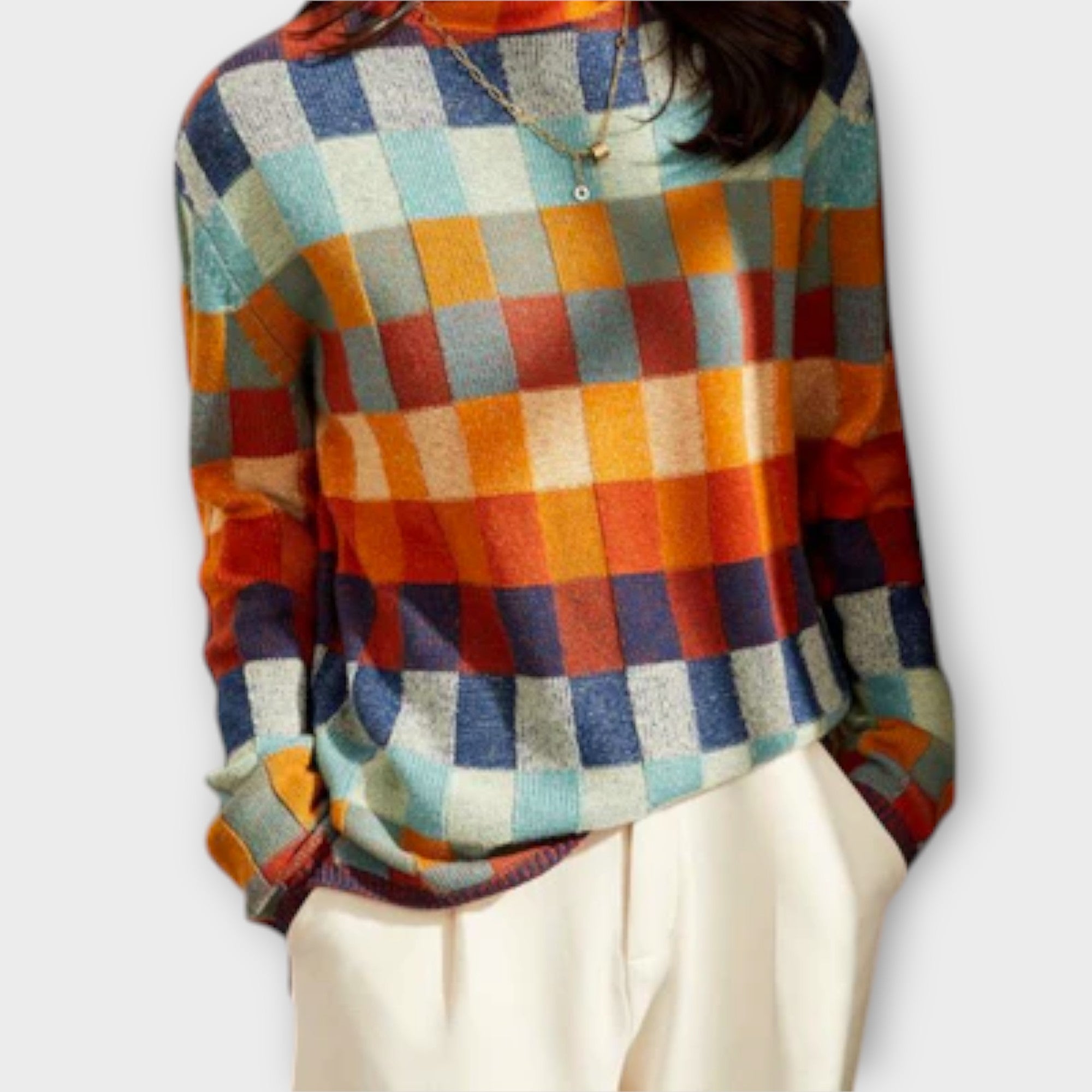 Patricia™ - Patchwork rullekrave striktrøje