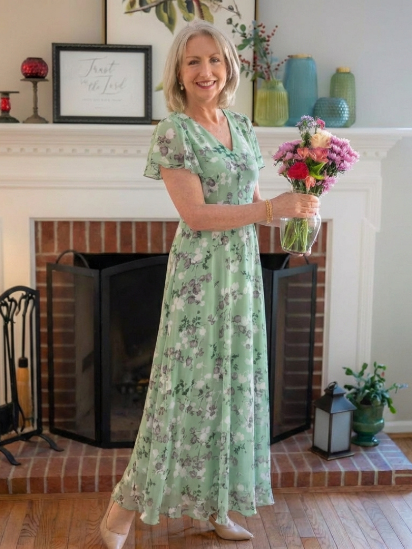 Ismeria | Blomstret maxi-kjole i chiffon
