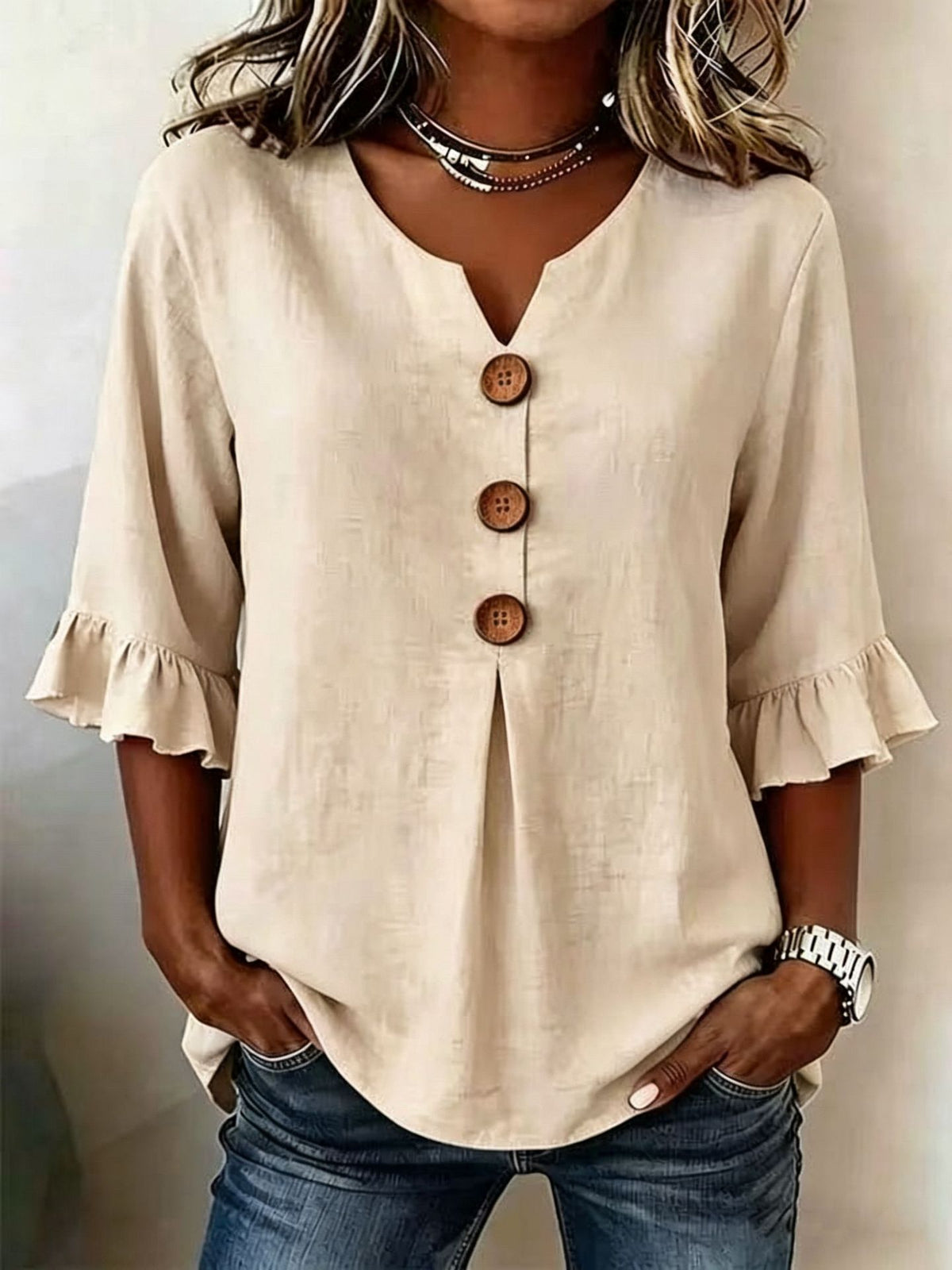 Cynthia | Afslappet ensfarvet bluse
