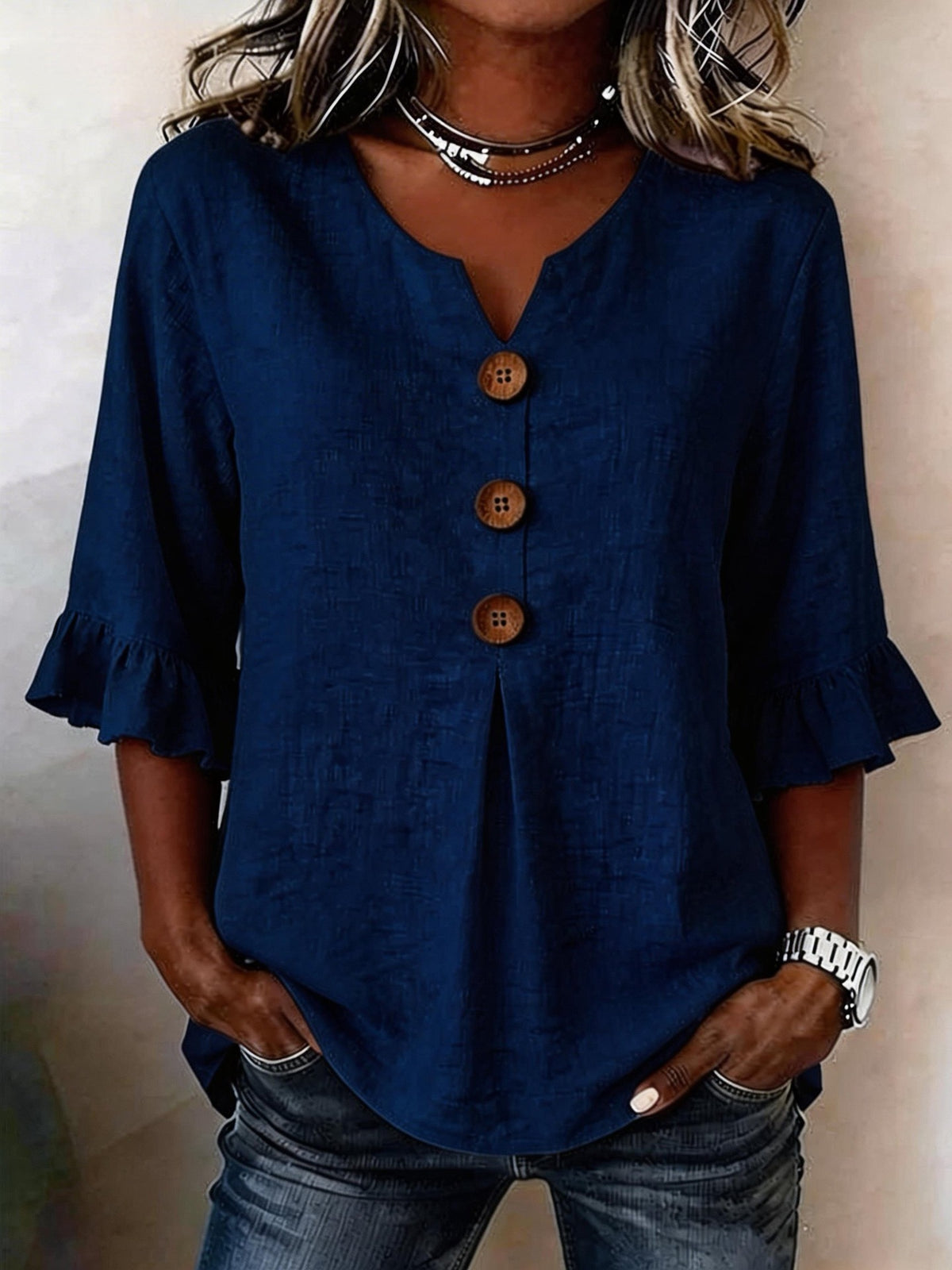 Cynthia | Afslappet ensfarvet bluse