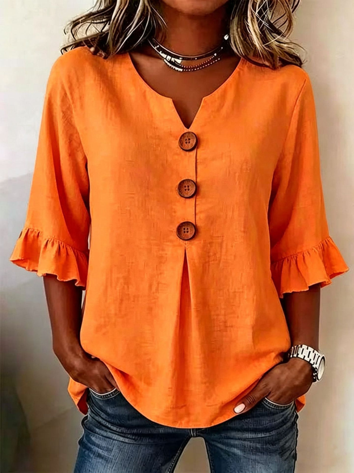 Cynthia | Afslappet ensfarvet bluse