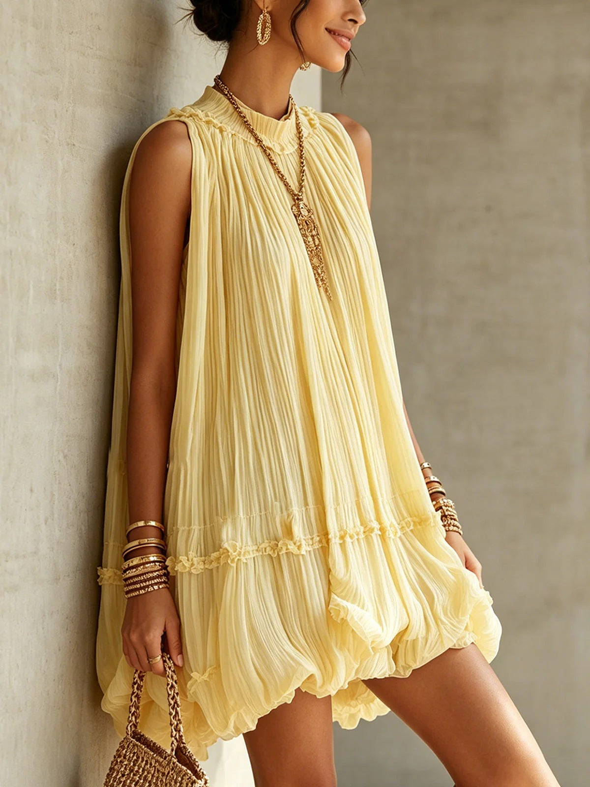 Camilla – Chiffon-minikjole med ballonform