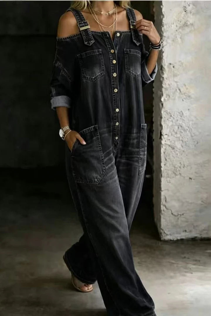 Sophia | Jumpsuit i denim uden skuldre