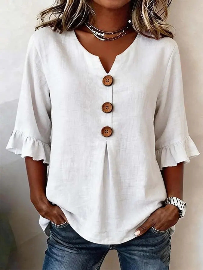 Cynthia | Afslappet ensfarvet bluse