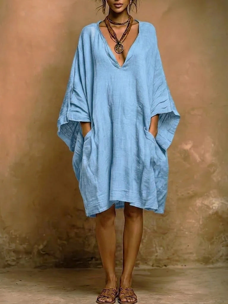 Cassienne – Oversize-kjole med dyb V-hals
