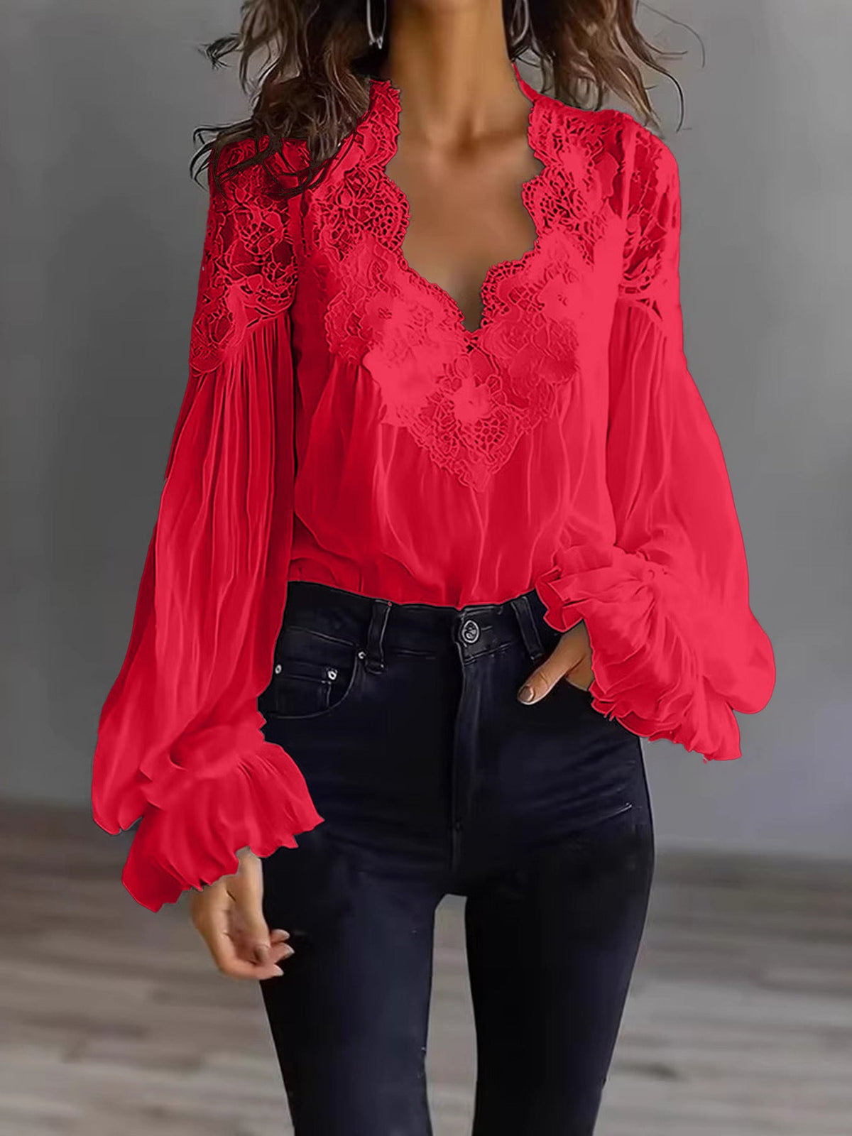 Joelle | Elegant blondebluse med puffærmer