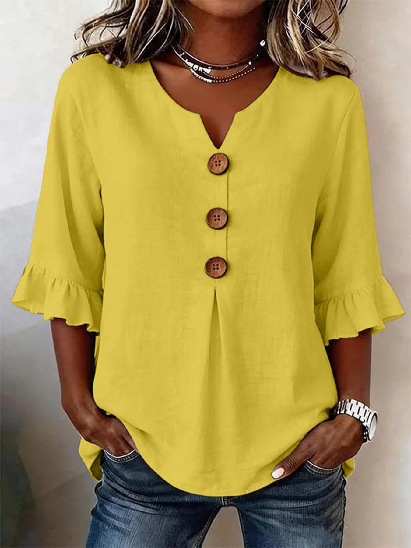 Cynthia | Afslappet ensfarvet bluse