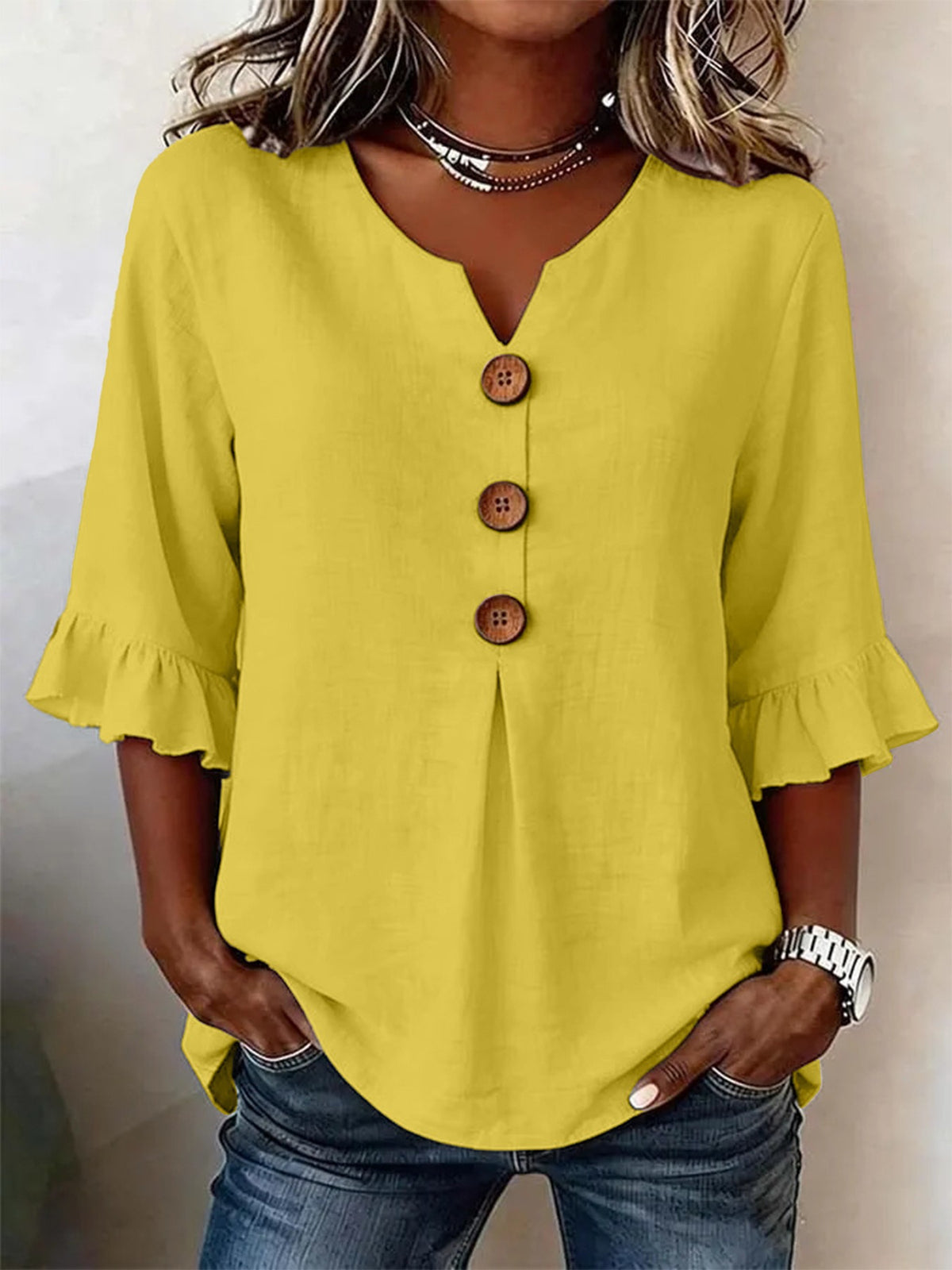Cynthia | Afslappet ensfarvet bluse