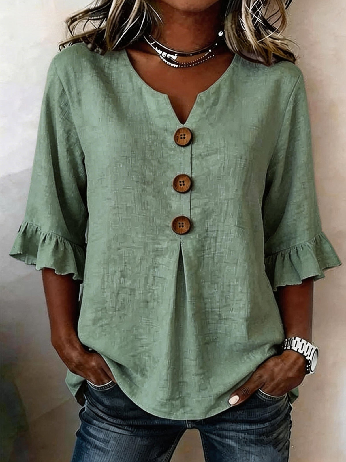 Cynthia | Afslappet ensfarvet bluse