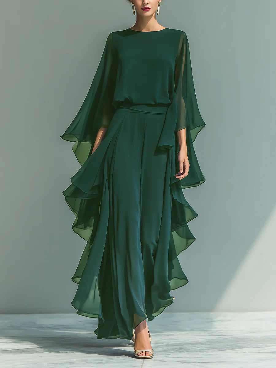Aurora | Elegant chiffonsæt med flæser