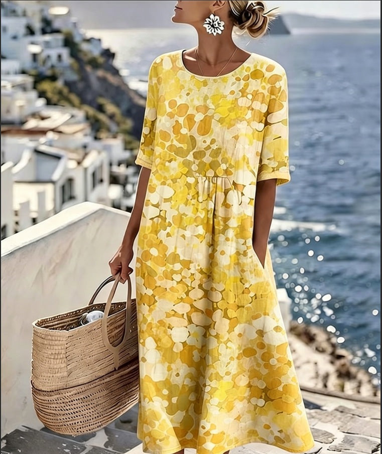 Elena™ | Elegant blomstret sommerkjole i midi-længde