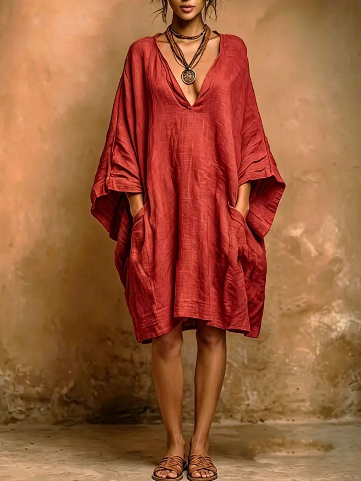 Cassienne – Oversize-kjole med dyb V-hals
