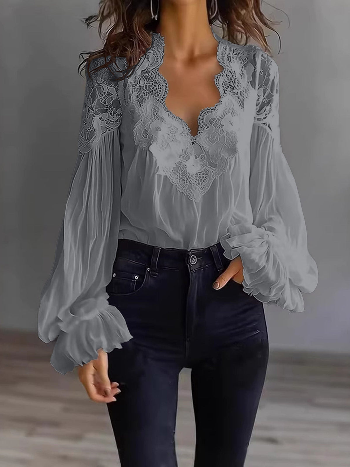 Joelle | Elegant blondebluse med puffærmer