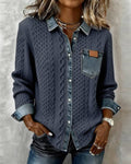 Ambra | Patchwork-Striktop med Denimdetaljer
