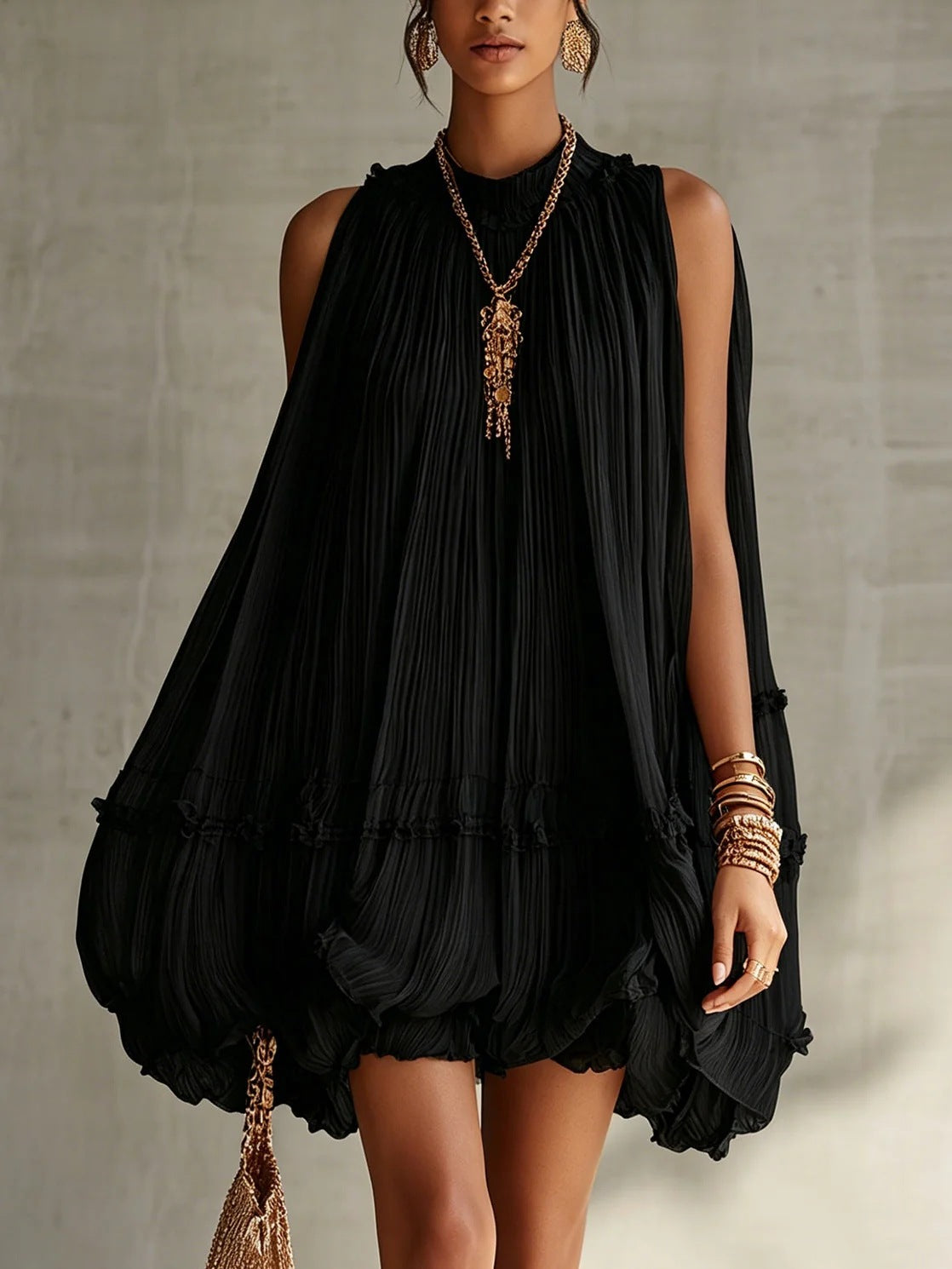 Camilla – Chiffon-minikjole med ballonform