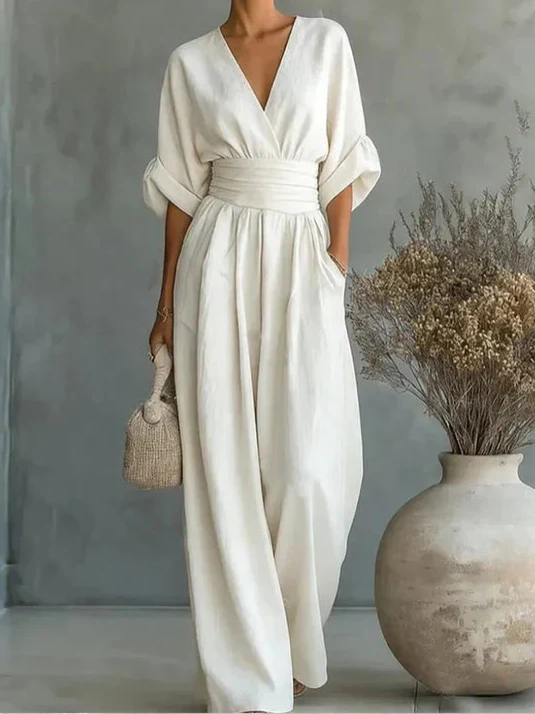 Chiara | Lang, løstsiddende jumpsuit med printmønster