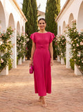 Seraphina | Elegant, plisseret maxi-kjole med knudet talje