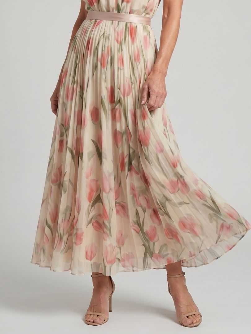 Aurelle | Midikjole med blomsterhals