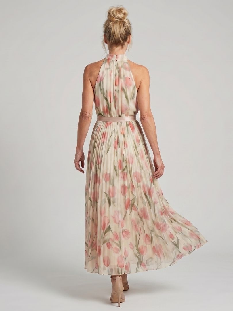 Aurelle | Midikjole med blomsterhals