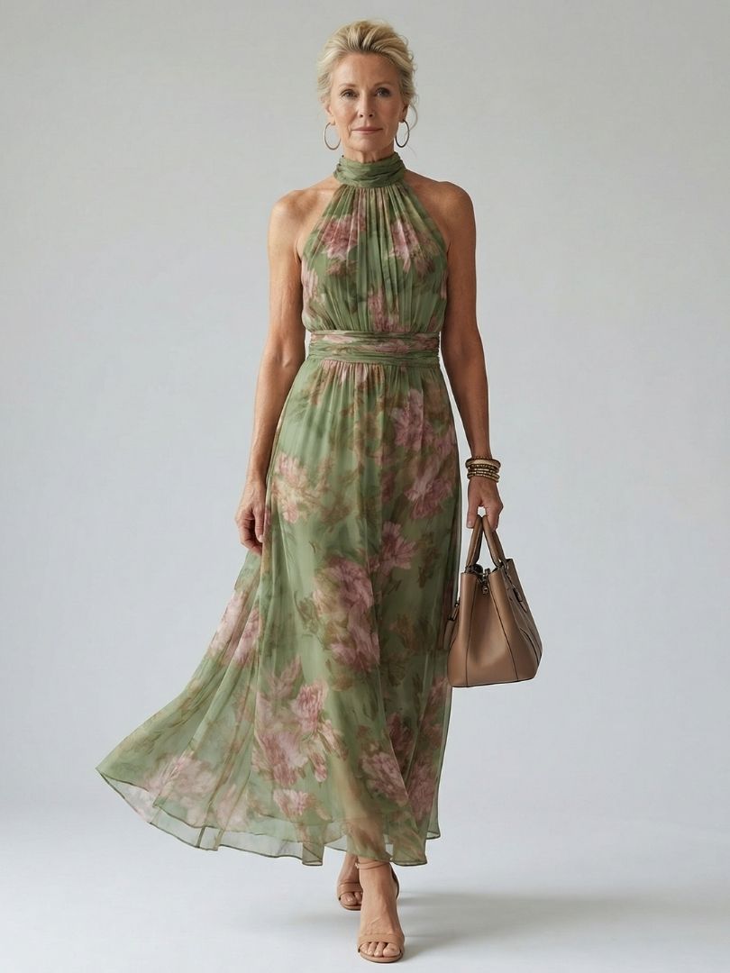 Mirelle | Midikjole med flæsebånd i taljen