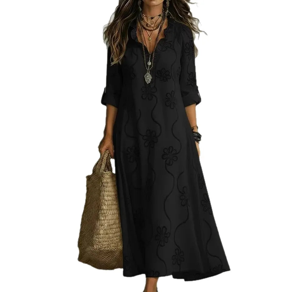 Sienna - Lang sommerkjole med blomstermønster