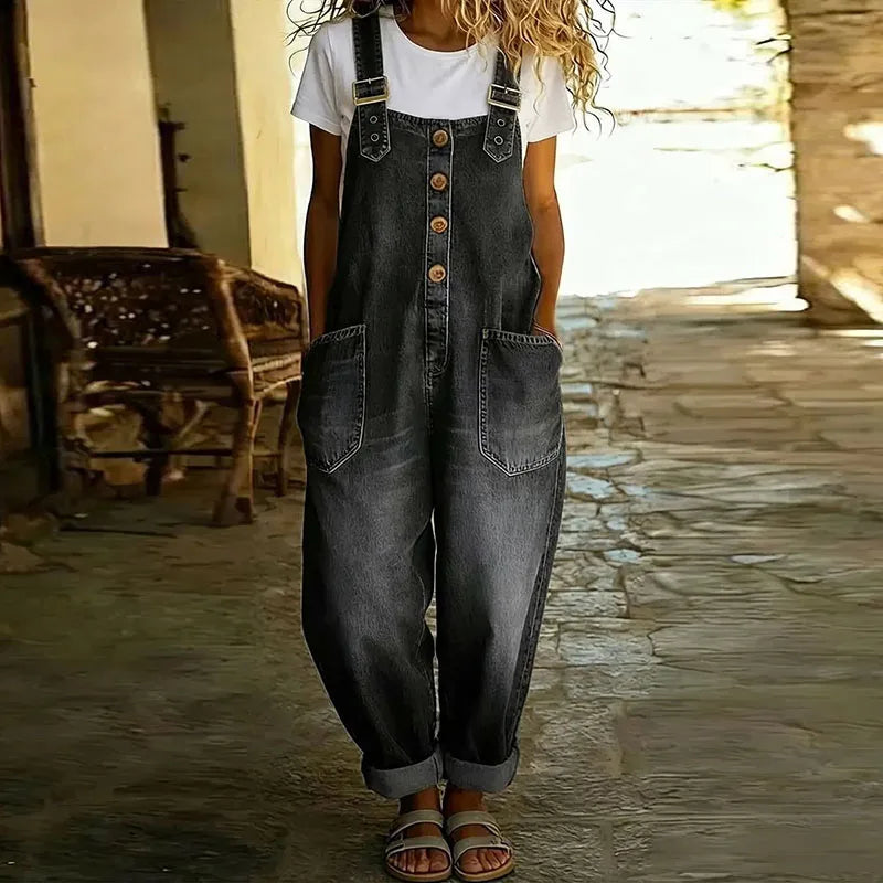 Mae | Vintage overalls i blød bomuldsdenim med justerbare stropper