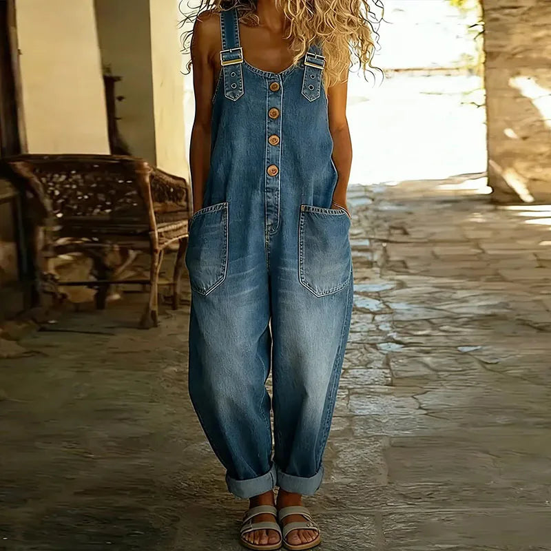 Mae | Vintage overalls i blød bomuldsdenim med justerbare stropper