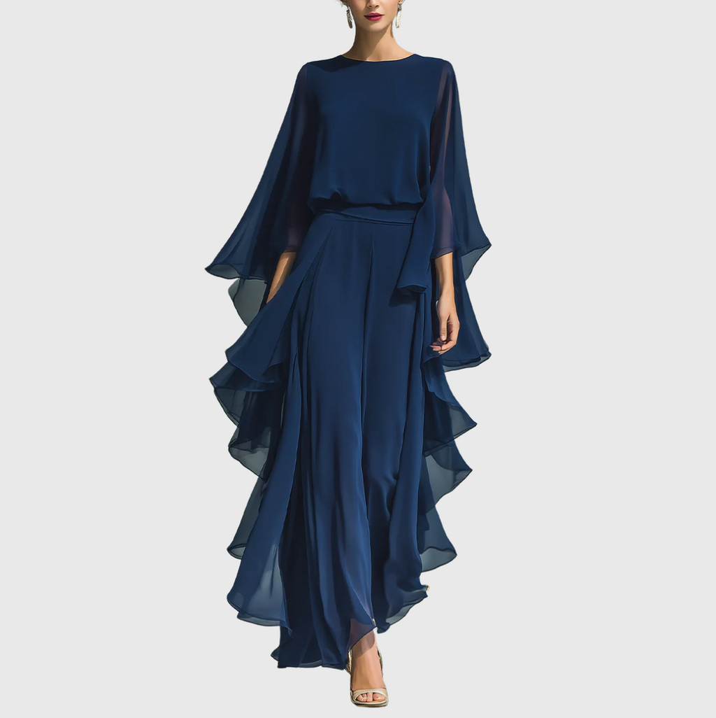 Aurora | Elegant chiffonsæt med flæser