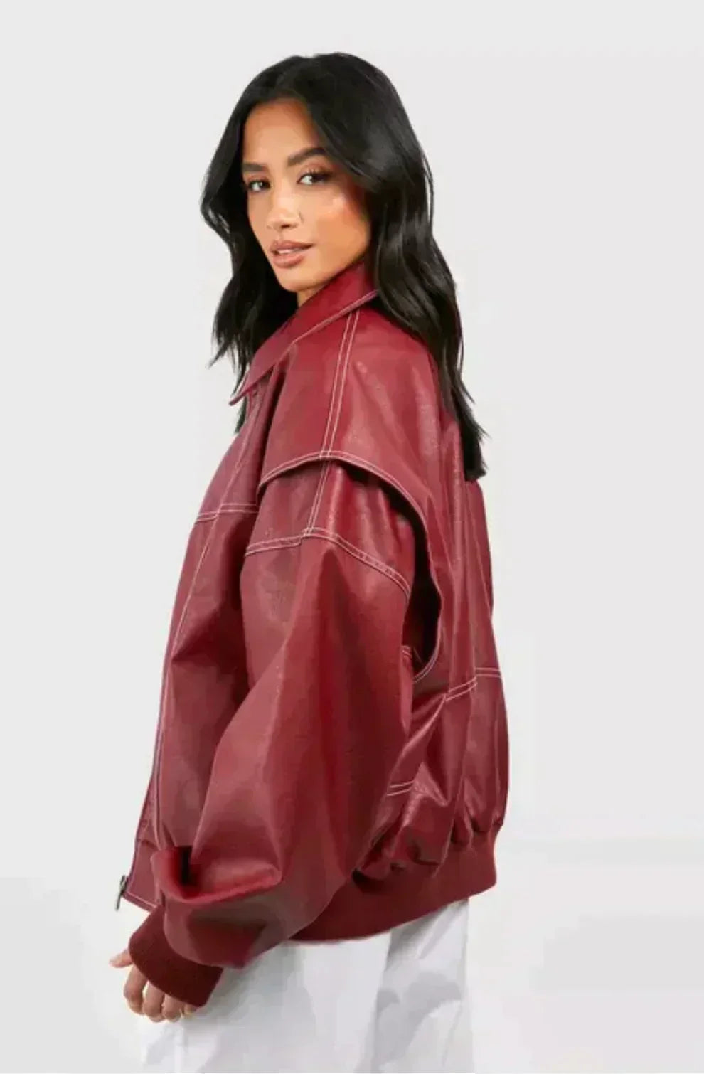 Amanda – Trendy rød læderjakke